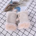 thumbnail image 1 of Guantes de medio dedo de piel de conejo, moda para mujer, otoño e invierno, guantes de medio dedo para estudiantes, para escribir en la computadora, 1 of 6