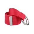 thumbnail image 1 of Cinturón de doble anillo en D para damas, cinturón de lona de color sólido, cinturones ajustables para la cintura, talla única, rojo, 1 of 5