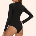 thumbnail image 3 of COMFREE Jumpsuit for Women Mock Neck Sexy Cutout Front Tops Long Sleeve Bodysuit Solid Fashion Jumpsuit, 3 of 7