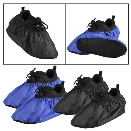 Dust Boot Covers EEEkit Men Women Waterproof Shoe Covers Slip-Resistant Overshoes, Washable Reusable, Boot Covers for Contractors,Water & Dust Resistant--2 Pairs (1 pair black+1 pair navy blue) ()