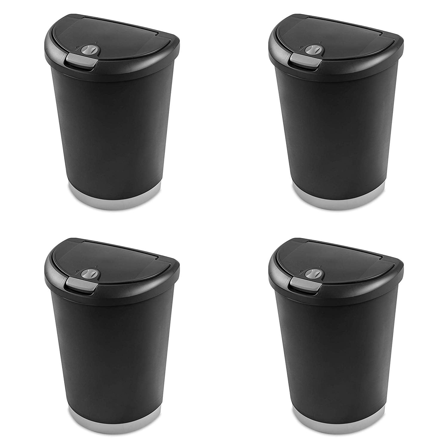 Sterilite 12.3 Gallon Locking TouchTop Wastebasket w/ Titanium Lock (4 Pack)