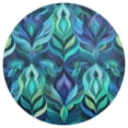 thumbnail image 2 of 15 Inch Round Grid Plate Mats Heat Non-Slip Resistant PVC Placemats for Kitchen Dining Table Decor Elegant Blue Abstract Shapes 1PCS, 2 of 5