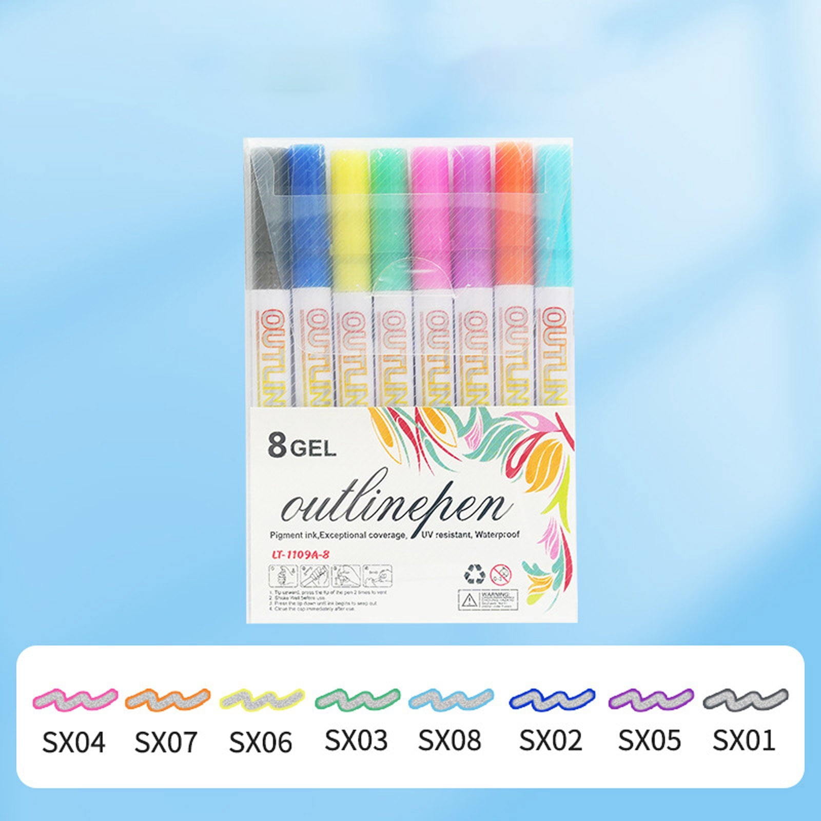2Pack Marker Pen For Highlight, 2026 New Dual-Line Highlighter Outline Marker Set, Metallic Paint Markers For Black Paper Pens Glitter Markers Scrapbook Supplies (8 Color)