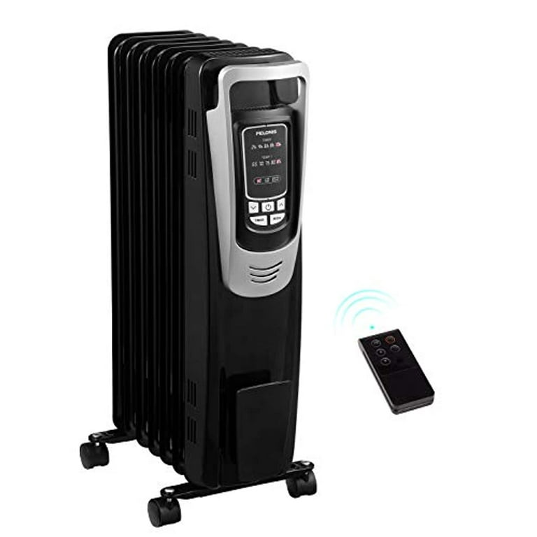 PELONIS Electric, 1500W Portable Oil-Filled Radiator Space Heater with  Programmable Thermostat, Remote Control, and 10-Hour Timer for Homeu0026Office,  NY1507-14A, Black, 25.59 H x 9.84 D x 14.5 W - Walmart.com