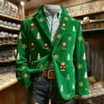 thumbnail image 7 of qolati Christmas Blazer for Men Vintage Corduroy Suit Jacket Xmas Graphic One Button Holiday Party Jackets Work Blazers with Pockets Green S, 7 of 7
