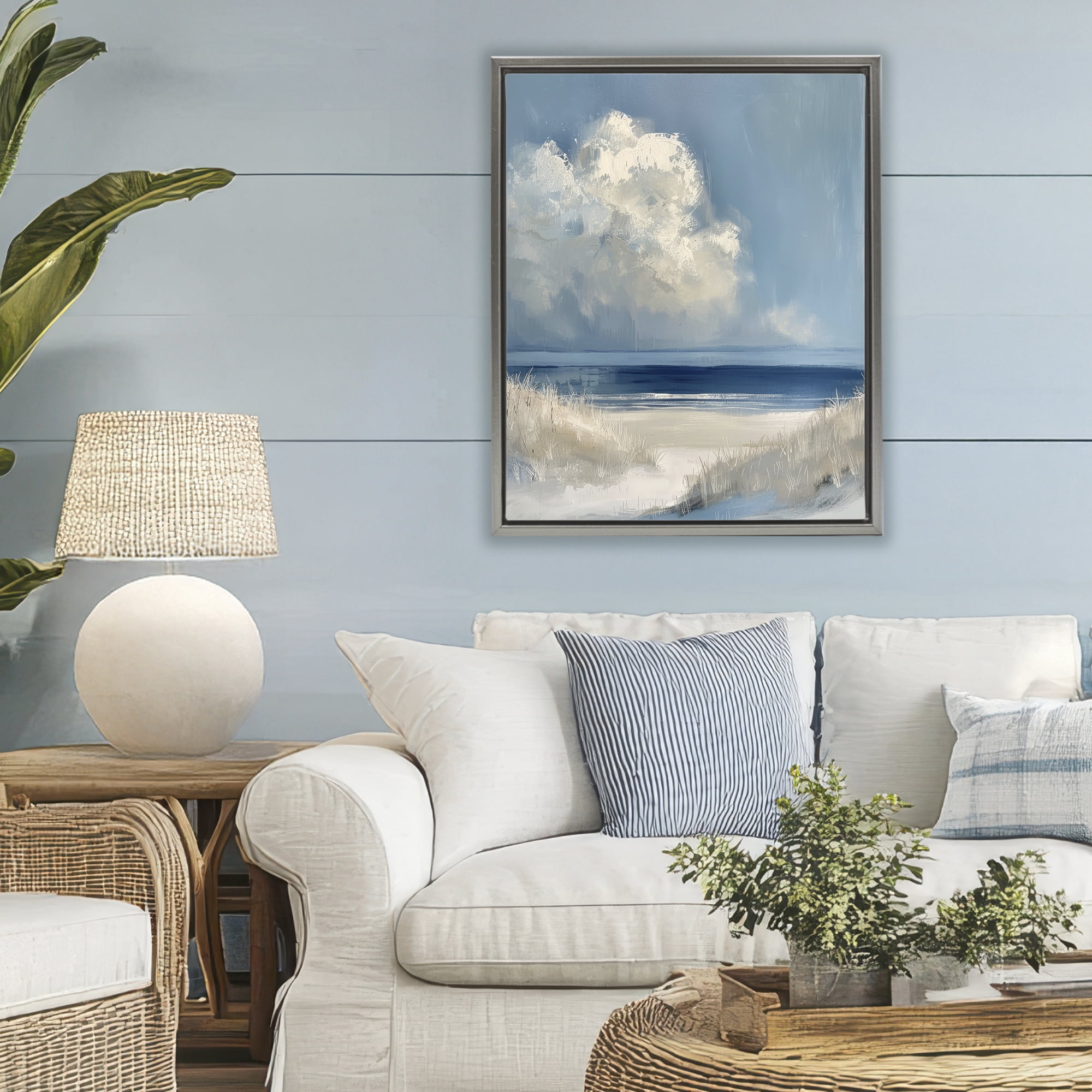 Stupell Industries Dark Waters Ahead Gray Framed Floater Canvas Wall Art, design by Petal Prints Design