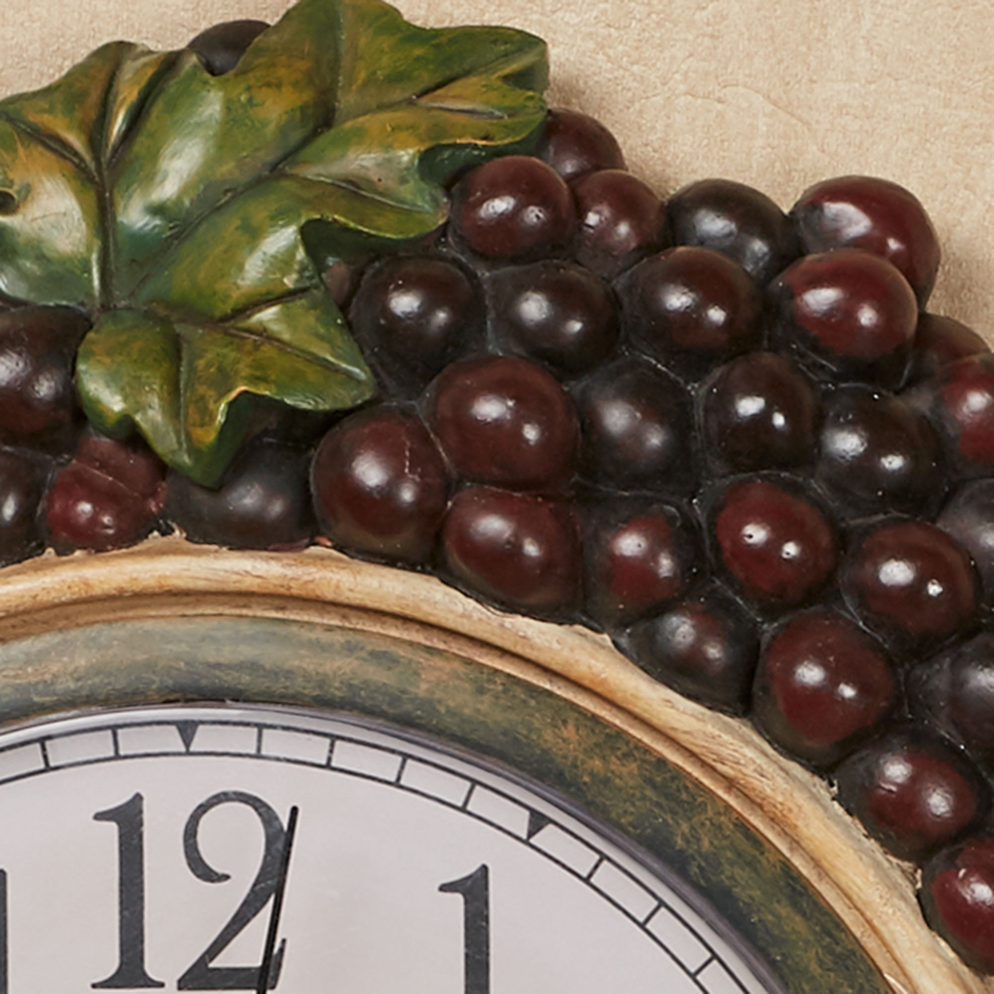 Wine Picnic Vineyard Grapes Kitchen Dining Wall Clock Multi Earth 13.5"Wx2"Dx14.5"H