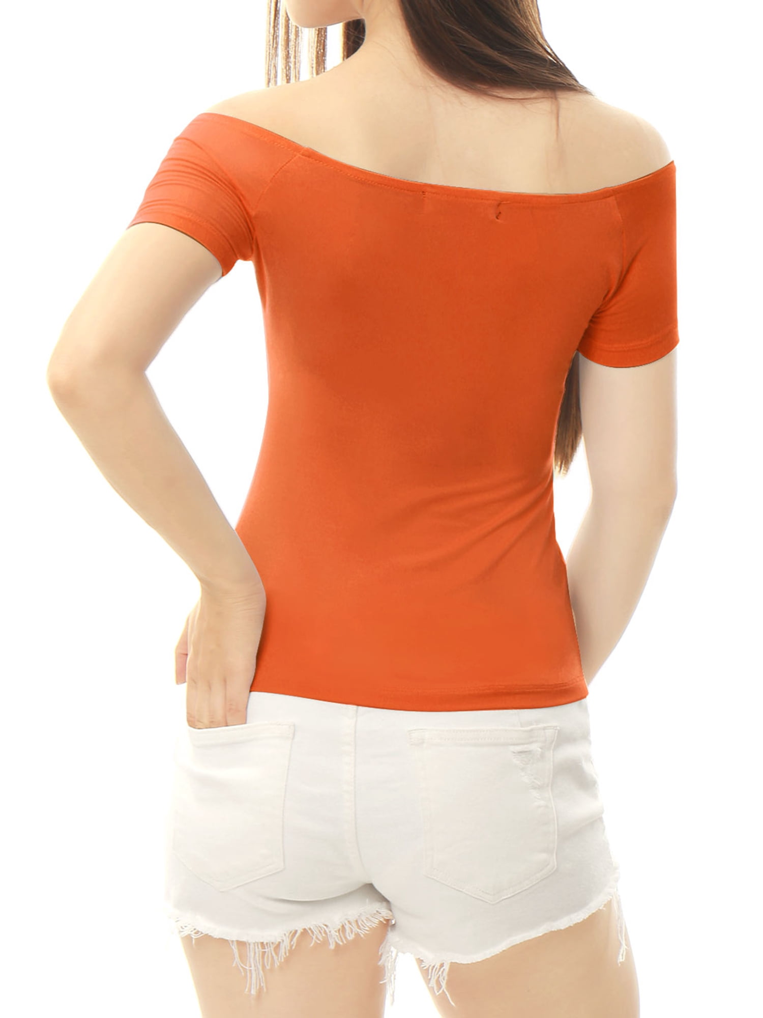 DARING DIVA Off Shoulder Crop Top M Orange