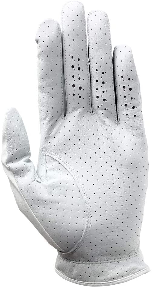 Majek Golf Mens Pro Tour White Cabretta Leather Golf Gloves Comfort Fit Breathable Ventilation for Maximum Feel - 6 Pack (XX Large, Wears on Left Hand)