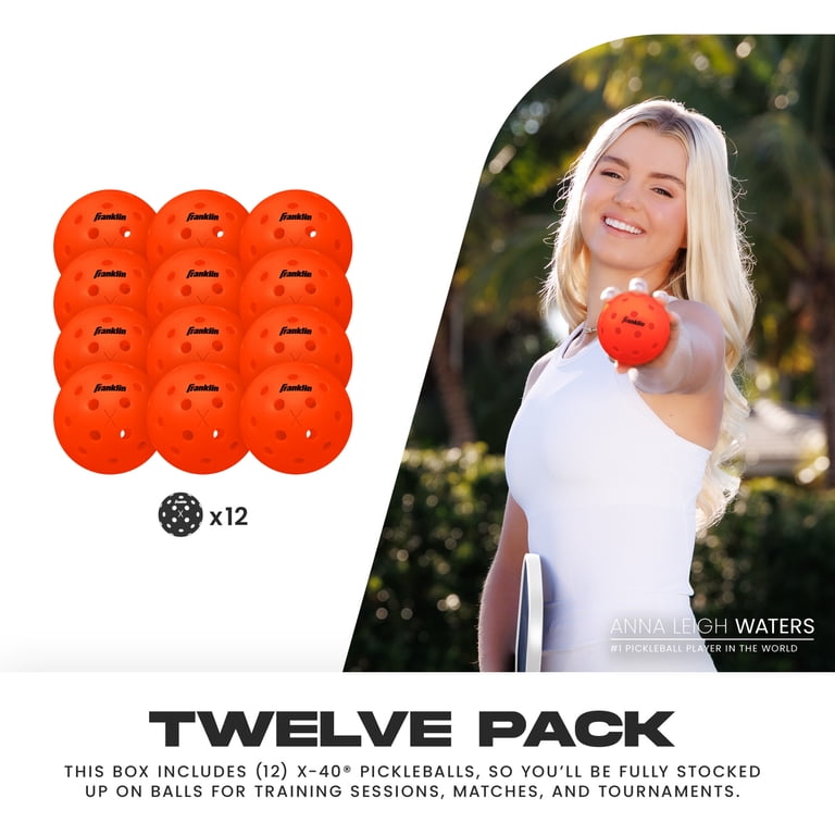 Franklin Sports X-40 Outdoor Pickleballs - Official Size - Ember