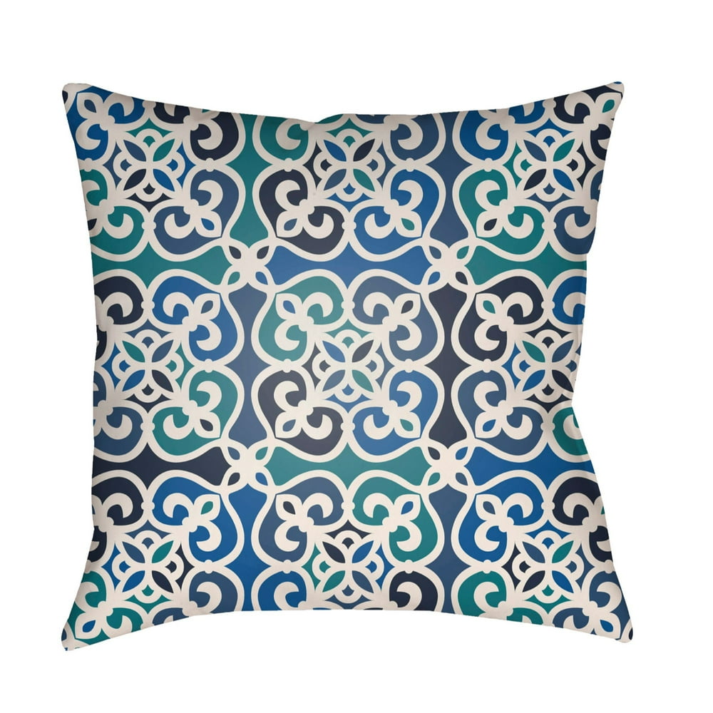 18" Navy Blue and Ivory Square Throw Pillow Cover