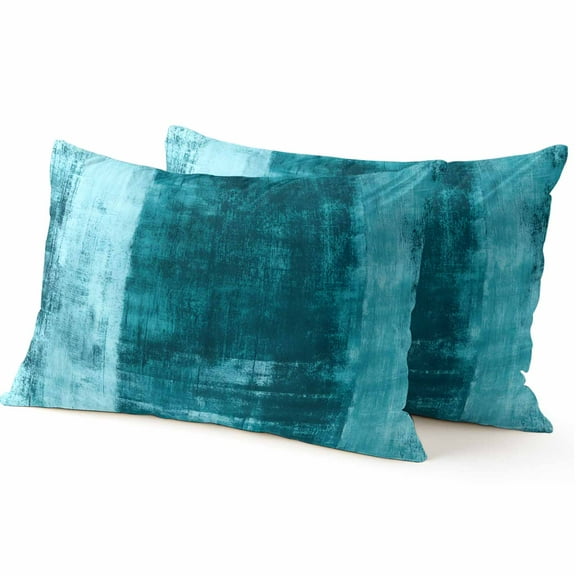 Throw Pillow Covers 12x20 Inch Inch Set of 2 Oil Painting Decorative Pillow Covers Oil Painting Teal Cushion Cover Pillowcase for Sofa Couch Bed Home Decor