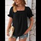 thumbnail image 4 of Tops de Verano para Mujer, Cuello Cuadrado, Elegantes, Informales, con Lunares, Mangas con Volantes, Camisetas Bonitas, Ropa de Moda Negro XL, 4 of 9
