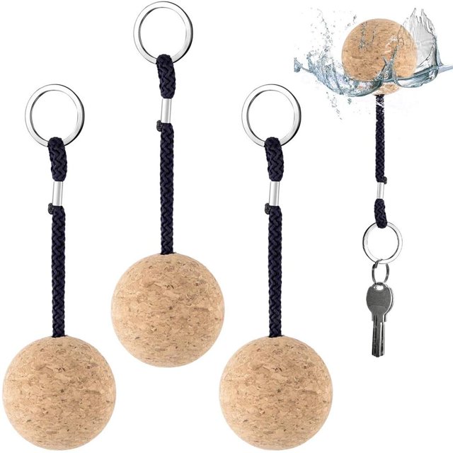 Llavero De Corcho Flotante De 4 Uds., Llavero Flotante, Duradero, Portátil, Redondo, Marino, Bolas De Corcho, Llavero Para Vela, Pesca Cateissary VI011327-00