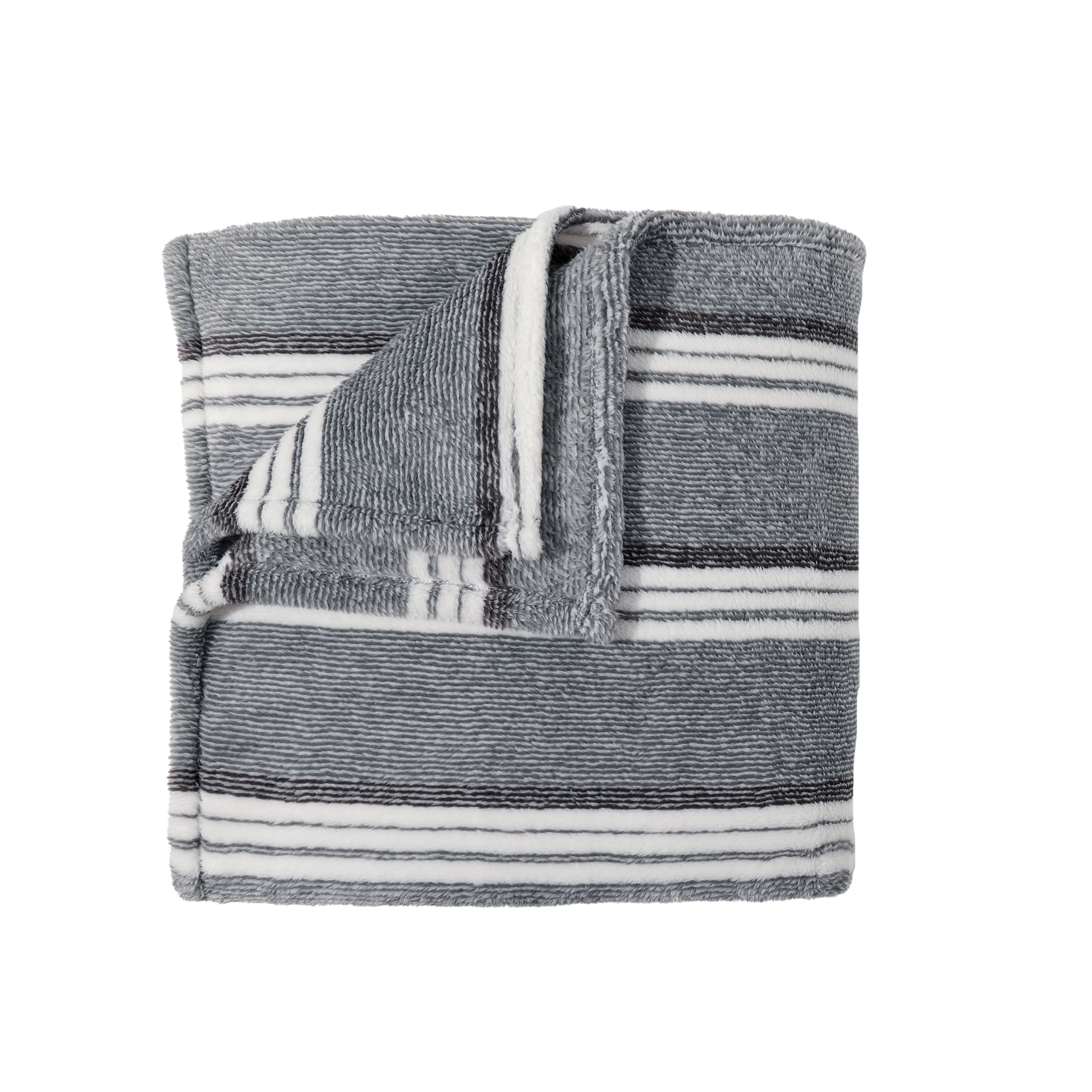 Berkshire Blanket Eco Plush Bed Blanket, Grey Stripe, King
