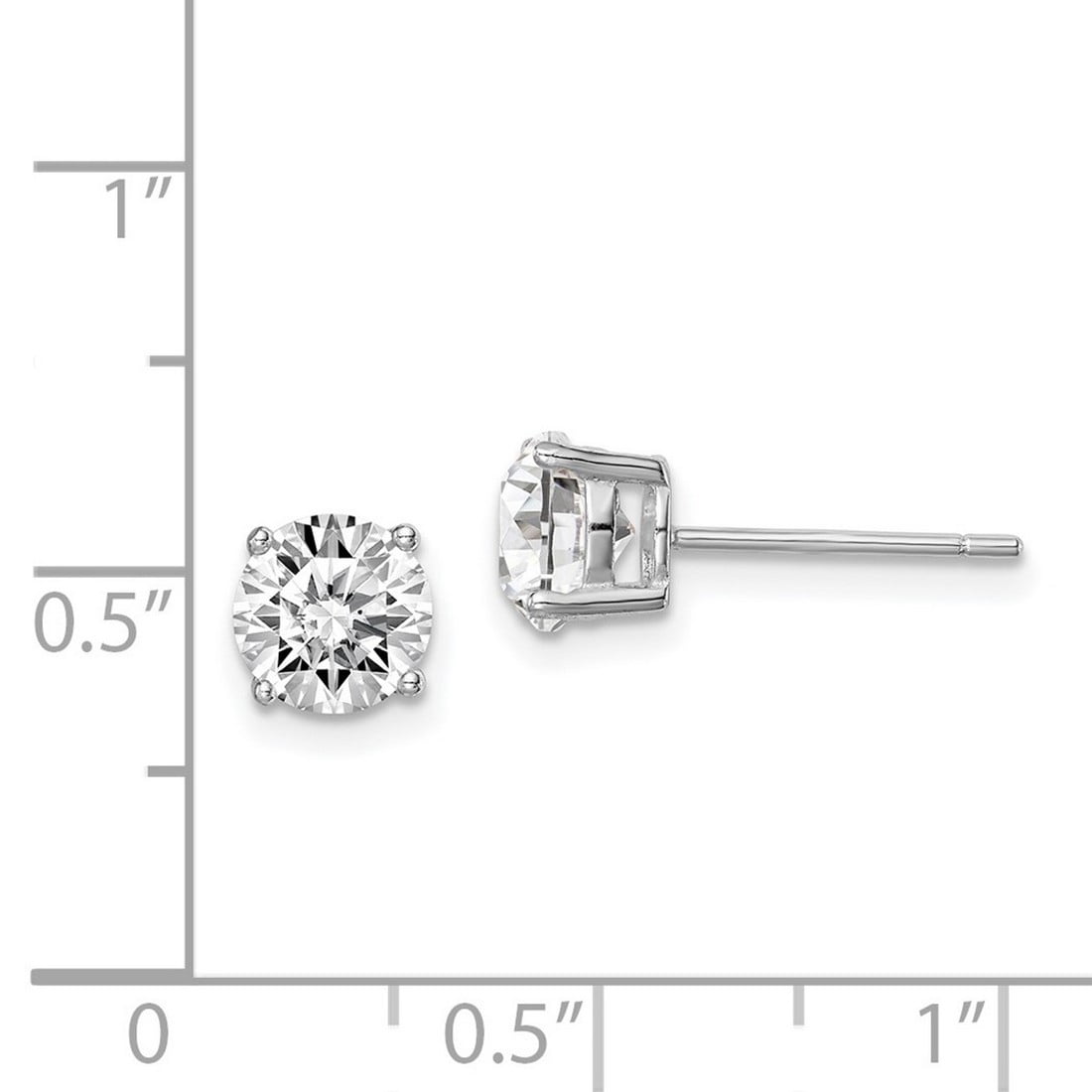 925 Sterling Silver Rhodium Plated Clear Crystal Earrings 6.25x6.25mm Wide Stud Earring for Women