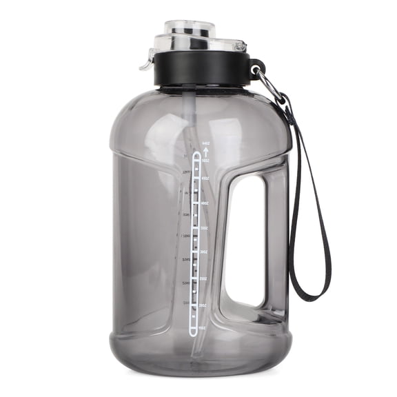 Athletic Works 64-Ounce Motivational Water Jug with Dual-Function Lid in Black