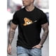 thumbnail image 1 of Camiseta informal de cuello redondo para hombre con estampado de oso de dibujos animados, 100 % algodón, ligeramente elástica, manga corta de moda veraniega, corte regular, 180 g/m², ideal para el tie, 1 of 5