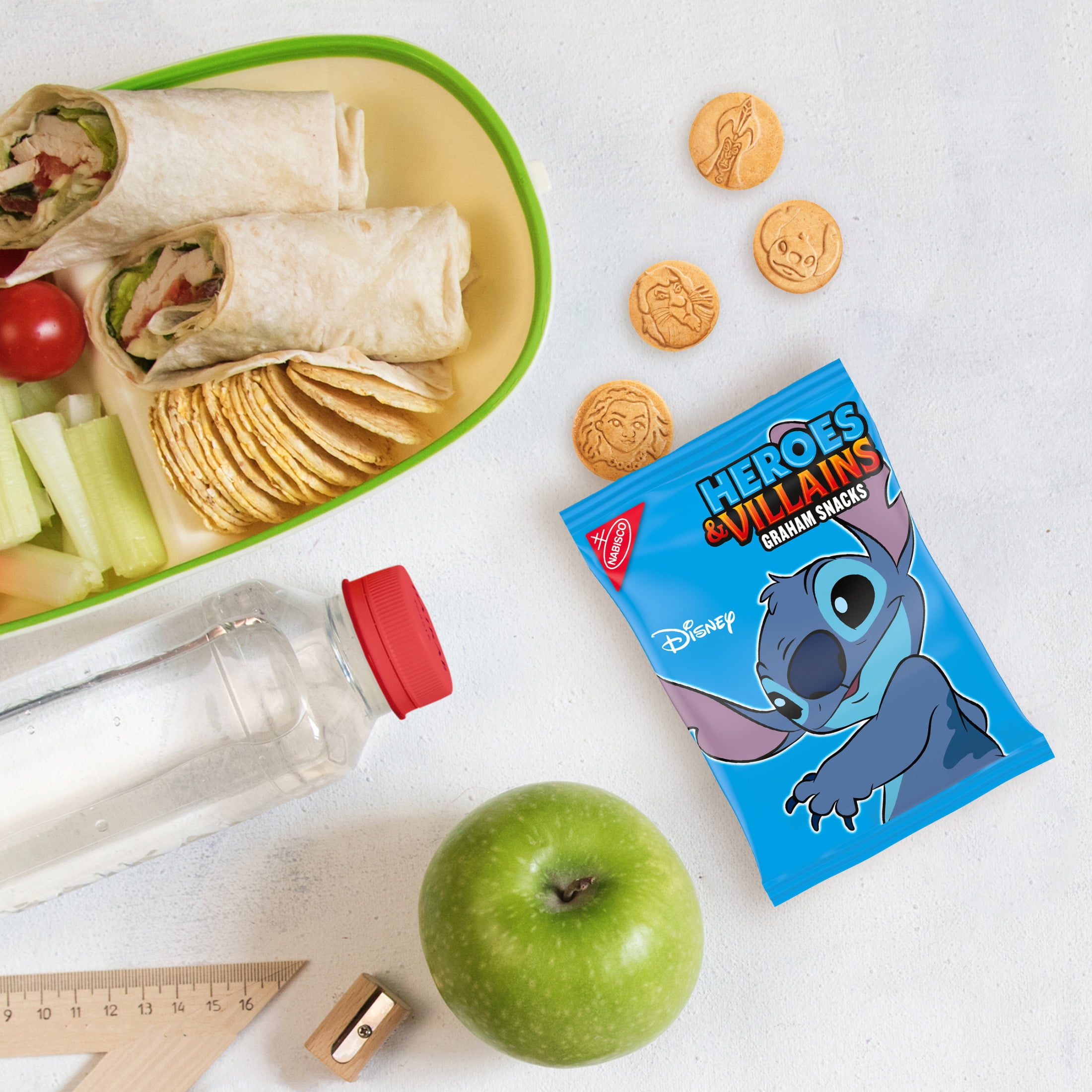 Disney Heroes and Villains Graham Snacks, Custom Cookies Variety Pack, Kids Snacks, 10 Snack Packs