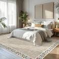 thumbnail image 3 of FairOnly Modern Machine Washable Low Pile Area Rug Framed Floral Non Slip Floor Cover for Living Room Dinning Room Kitchen,Light Camel, 3 of 7