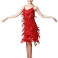 thumbnail image 4 of BLESIYA Women Sequin Tassel Dress Dancewear Dress for Samba Cha Cha L, 4 of 7