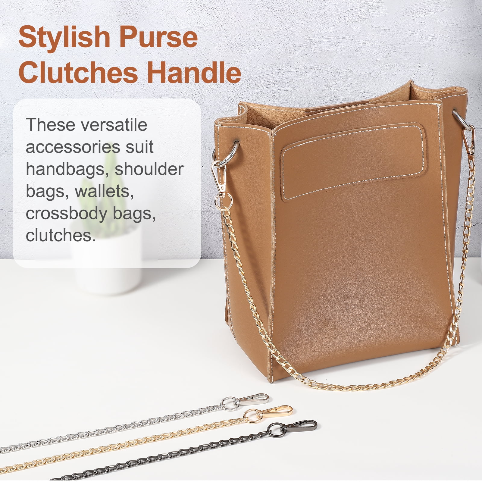 Uxcell Purse Chain Strap Iron Flat Chain Strap Alloy Handles Bag Strap Replacement Black 47"