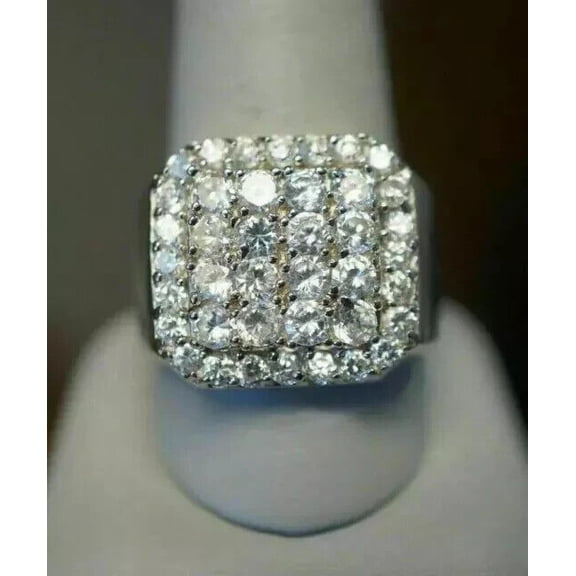 3Ct Round Lab-Created Diamond Mens Engagement Ring 14k White Gold Plated