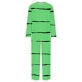 thumbnail image 5 of ibuvkizy Striped Two Piece Sets for Women,Summer Women's Casual Shoulder Sleeved Long Sleeved Round Neck Top/Loose Straight Tube with Pocket Long Pants Set Green,L, 5 of 5