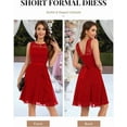 thumbnail image 2 of Women's Cocktail Dresses Prom Wedding Guest Short Bridesmaid Dresses Ruffle Hem Sleeveless Lace Formal Dress, 2 of 10