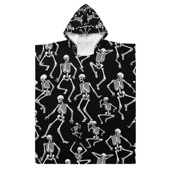 Kid Hooded Beach Towel Bath Poncho Towels Soft Absorbent Quick Dry for Boy Girl Skeletons Dancing S