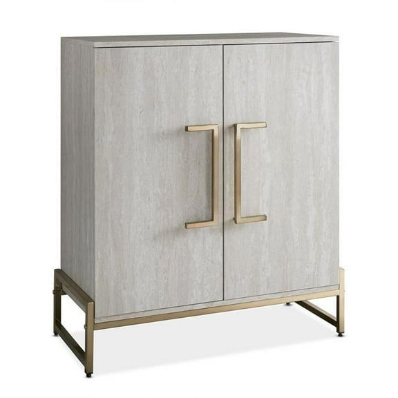 Steve Silver Larkin Modern Faux Marble and Gold Metal Base Wine Cabinet