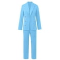 thumbnail image 7 of QHFBli Womens Two Piece Blazer Outfits Business Suit Set Work Office Notched Collar Jacket Dressy Matching Pantsuit, 7 of 7