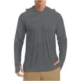 thumbnail image 2 of Men's Sun Hoodie Shirt Quick Dry UPF 50+ Long Sleeve Hooded Rash Guard Fishing Swim Tee Breathable Solid Color Athletic Active Outdoor Running Hiking | Zenithor,Dark Gray 2XL, 2 of 8