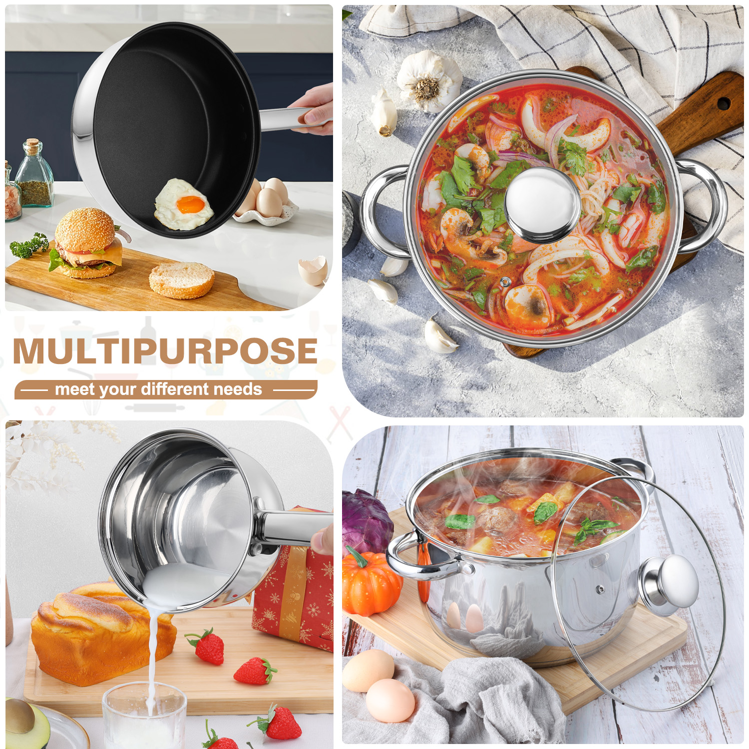 Walchoice 13-Piece Stainless Steel Cookware Set photo 5
