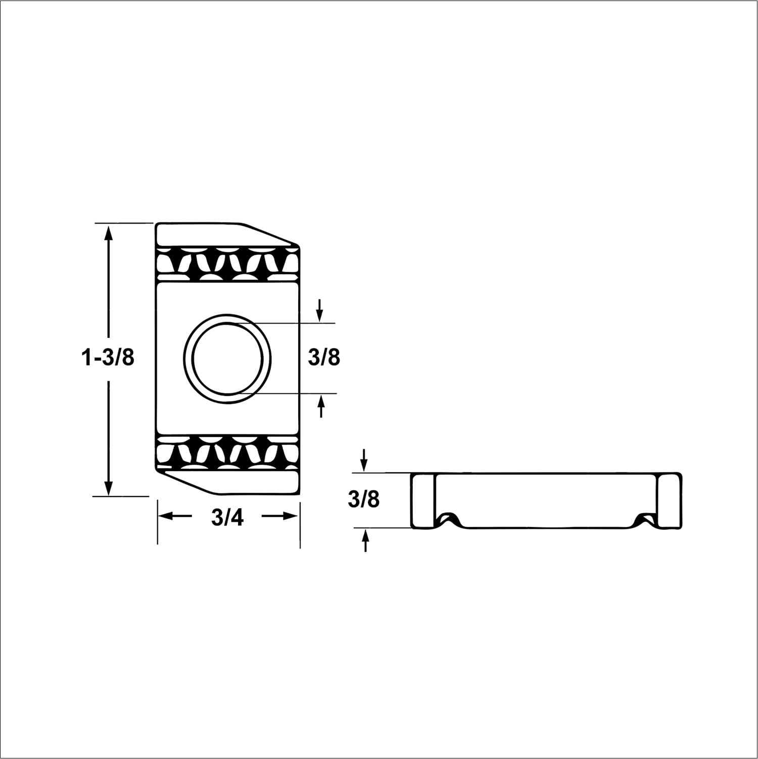 Highcraft 3/8" x 1-3/8" Thread Strut Channel Nuts, Steel, 50 Pk