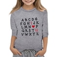 thumbnail image 1 of PMVFHDE Tunique à Manches Courtes pour Fille Tee-Shirt d'Été pour Fille T-Shirt Graphique T-Shirts Graphiques pour la Saint-Valentin Imprimé Fonctionnel Col Rond Manches 3/4 Gris, 7-8 Ans, 1 of 4