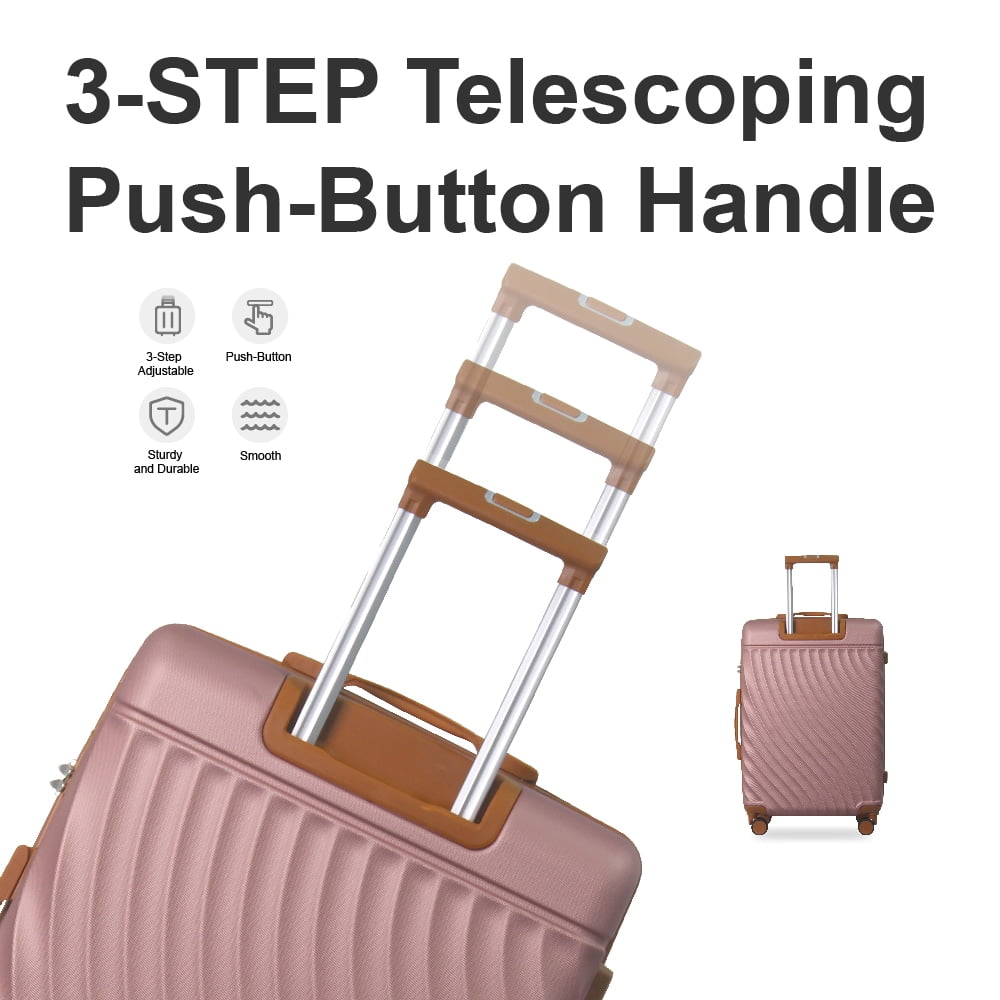 MAYEERTY 3-Piece ABS Luggage Set – Spinner Wheels, TSA Lock, Durable Suitcases, Rose Gold