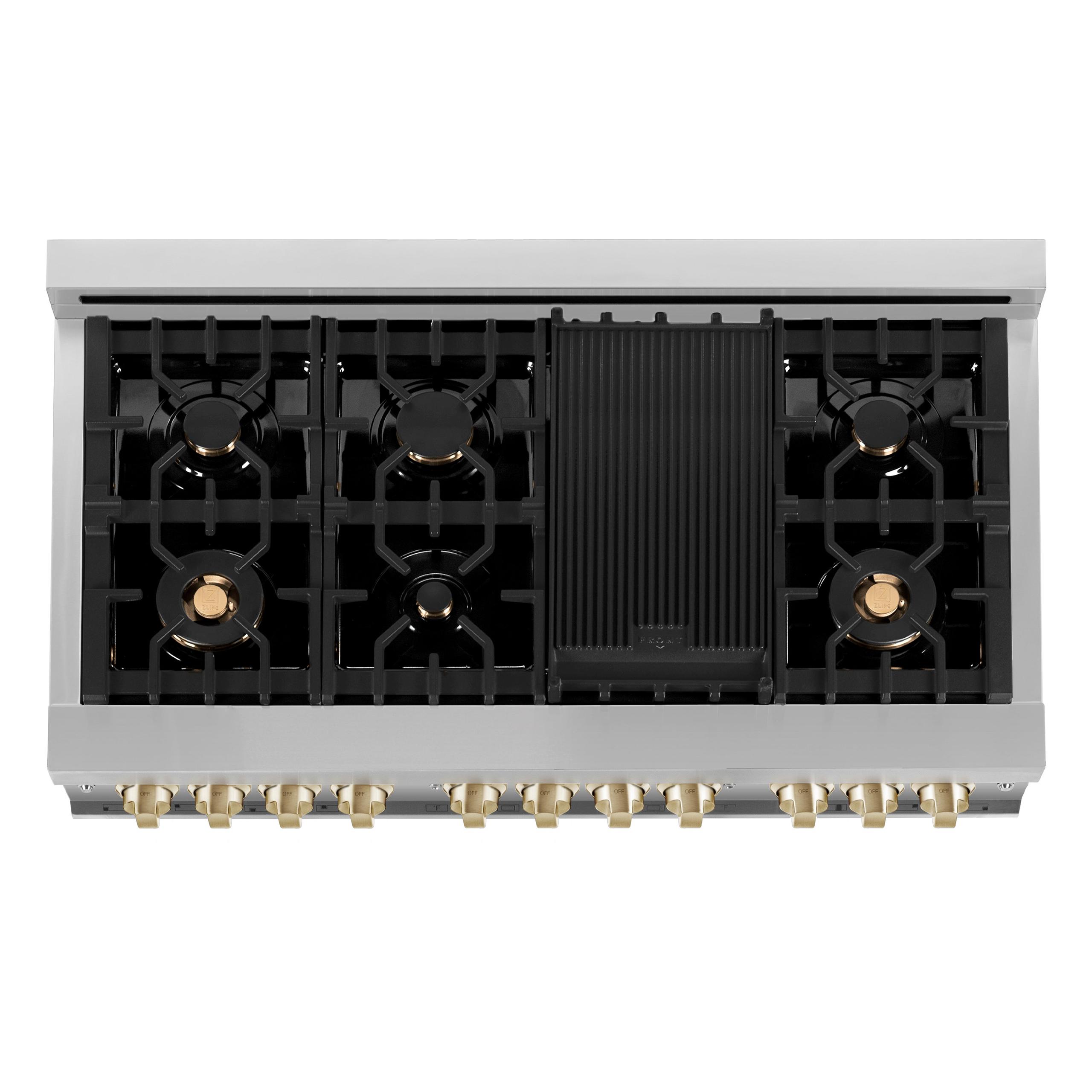 ZLINE 48 in. Autograph Edition Dual Fuel Range in Stainless Steel with Matte Black Accents (RAZ-48-MB)