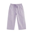 thumbnail image 3 of lnmuld Girls Classic Small Check Plaid Cropped Pants Allover Gingham Full Elasticated Waist Drawstring Breathable Casual Capri Trousers Size:11-12 Years, 3 of 4