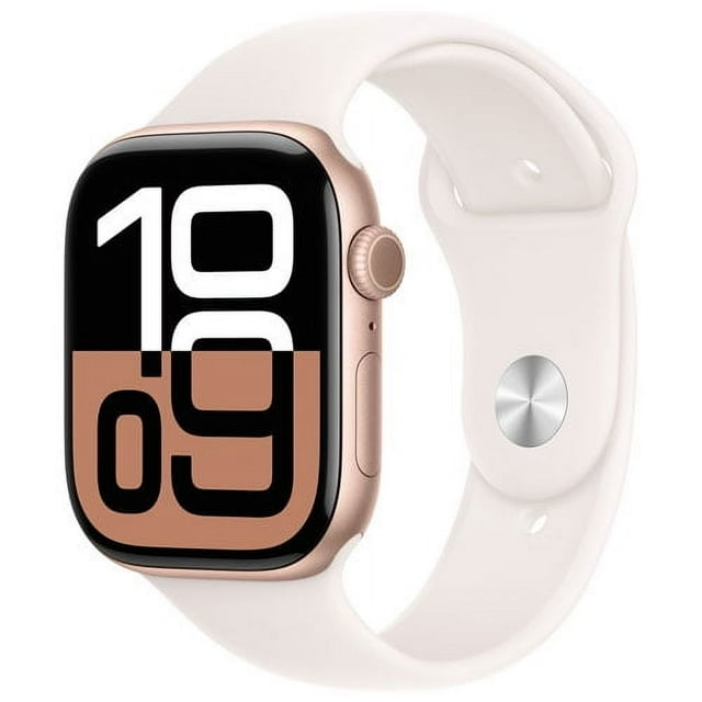 Open Box - Apple Watch Series 10 (GPS) 46mm Rose Gold Aluminum Case with Light Blush Sport Band - Small/Medium