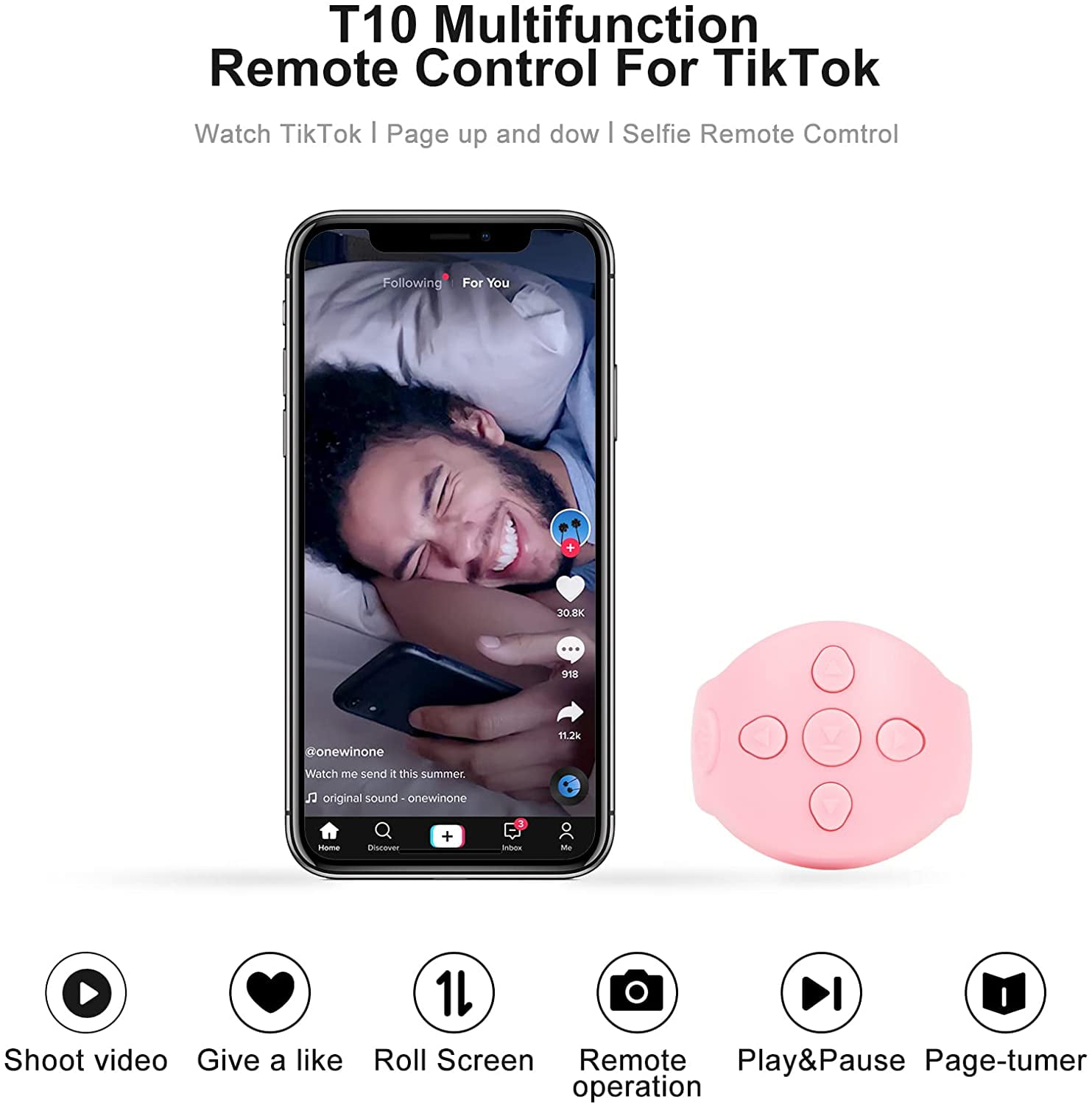 iOS YouTube Video Smart Ring Controller Yamiix Waterproof Phone Ring Accessories for E-Books TIK Tok Compatible with Android Remote Photographing iPad iPhone Up and Down Page Give a Like 