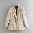 thumbnail image 2 of Chaqueta de oficina con doble botonadura para mujer, abrigo Vintage, cuello con muescas, manga larga, prendas de vestir exteriores, Tops elegantes, 2 of 5