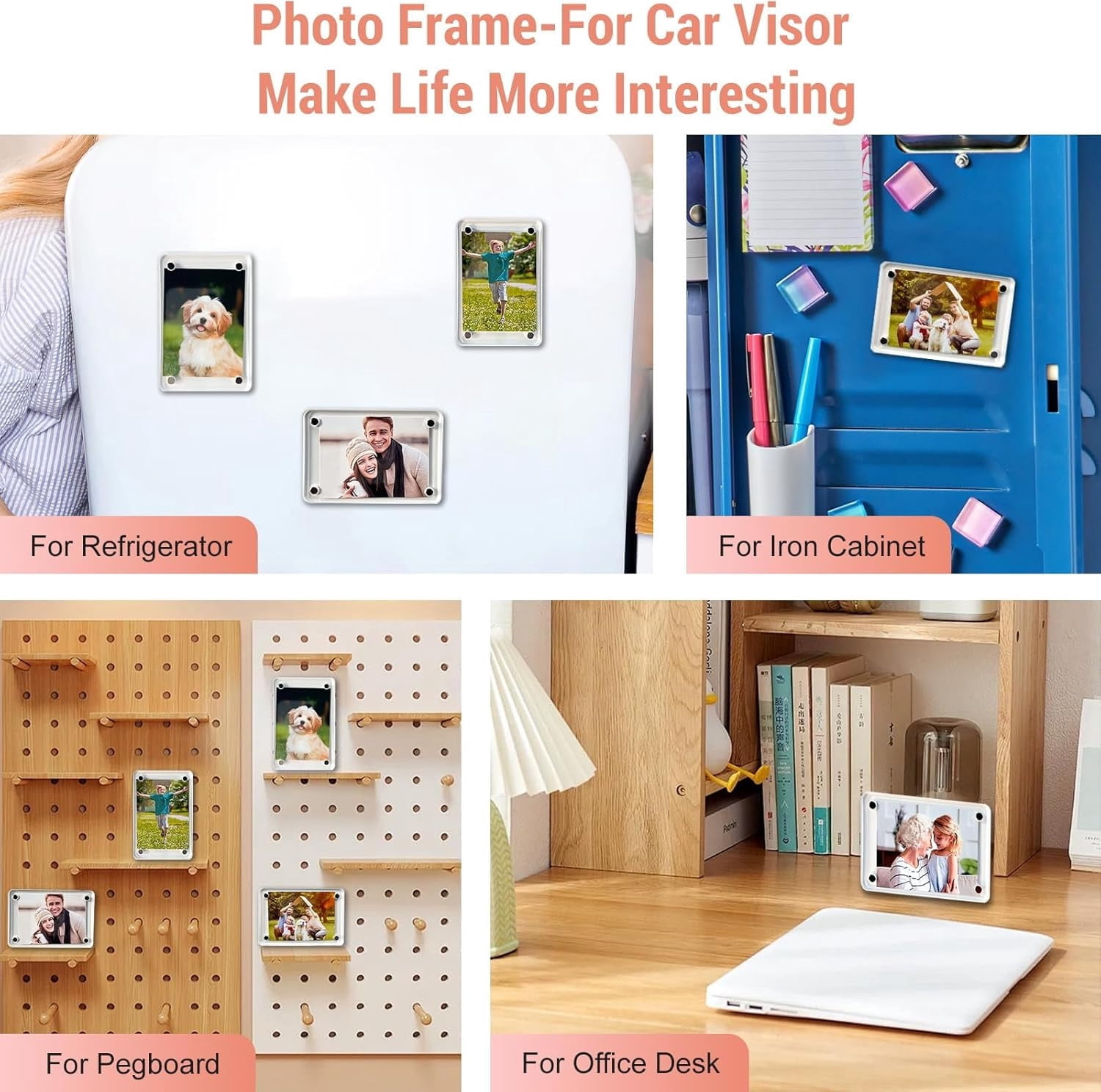 2PCS Car Clip Picture Holder,Personalized Car Picture Frame,Acrylic Car Photo Holder,Magnetic Car Sun Visor Photo Clip,Visor Clip Photo Frame Hanging Decor Car Accessories for Family Photos 3 Inches