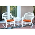 thumbnail image 6 of Jeco 3pc Santa Maria White Rocker Wicker Chair Set - Ivory Cushions, 6 of 11