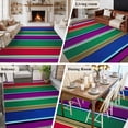 thumbnail image 5 of Mexican Style Area Rugs 5'x7', Small Throw Rugs for Laundry Room Playroom, Colorful Mexico Stripes Purple Yellow Green Indoor Outdoor Rug Non-Slip Low Pile Carpet Runner Reversible Floor Mats, 5 of 8
