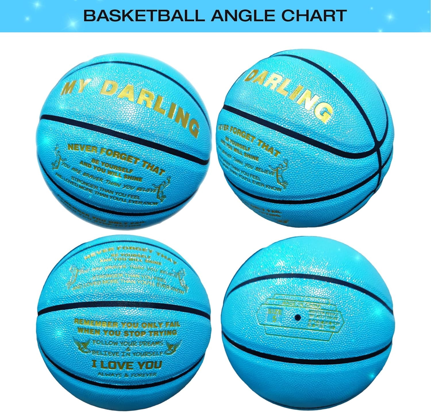 Personalized Basketball, Sparkle Glow to My Son / Daughter Basketball Gift, Cool Indoor Outdoor Glitter Shiny Leather Basketball Size 5/6/ 7 for Youth, Girls, Men, Women (with Pump)