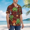thumbnail image 3 of Vsdgher Frogs and Mushrooms Print Men's Hawaiian Shirts Button Down Tropical Holiday Beach Shirts Vacation Clothes,Medium, 3 of 7