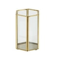 thumbnail image 6 of Cosmoliving by Cosmopolitan  Set of 3, 6", 8", 10"H Modern Glass Candle Holder/Lantern with Hexagon Silhouette, Metallic Gold Rims and Transparent Glass Panels, 6 of 12