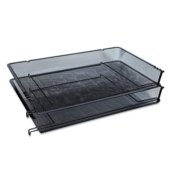 Deluxe Mesh Stacking Side Load Tray, 1 Section, Legal Size Files, 17" x 10.88" x 2.5", Black | Bundle of 5