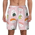 thumbnail image 2 of Picia Cute Sushi pattern Mens Swim Trunks with Compression Liner Stretch Beach Shorts Quick Dry with Zipper Pockets No-Chafing Board Shorts-Large, 2 of 9